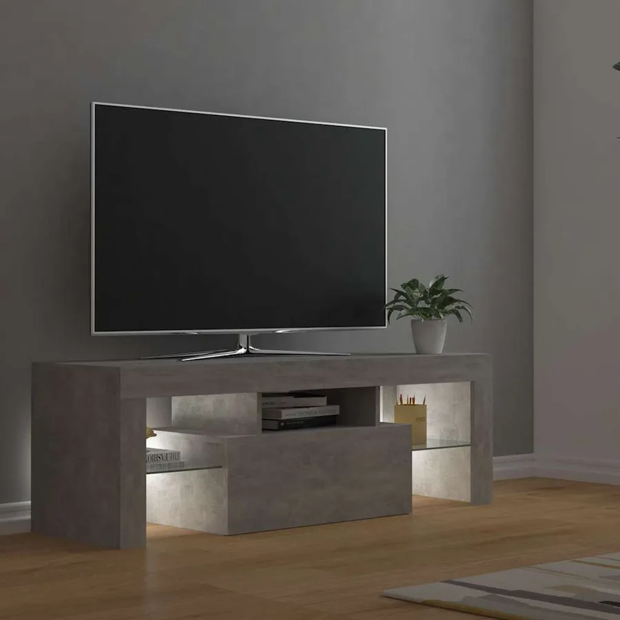 Meuble TV avec lumières LED gris béton 120x35x40 cm - 4