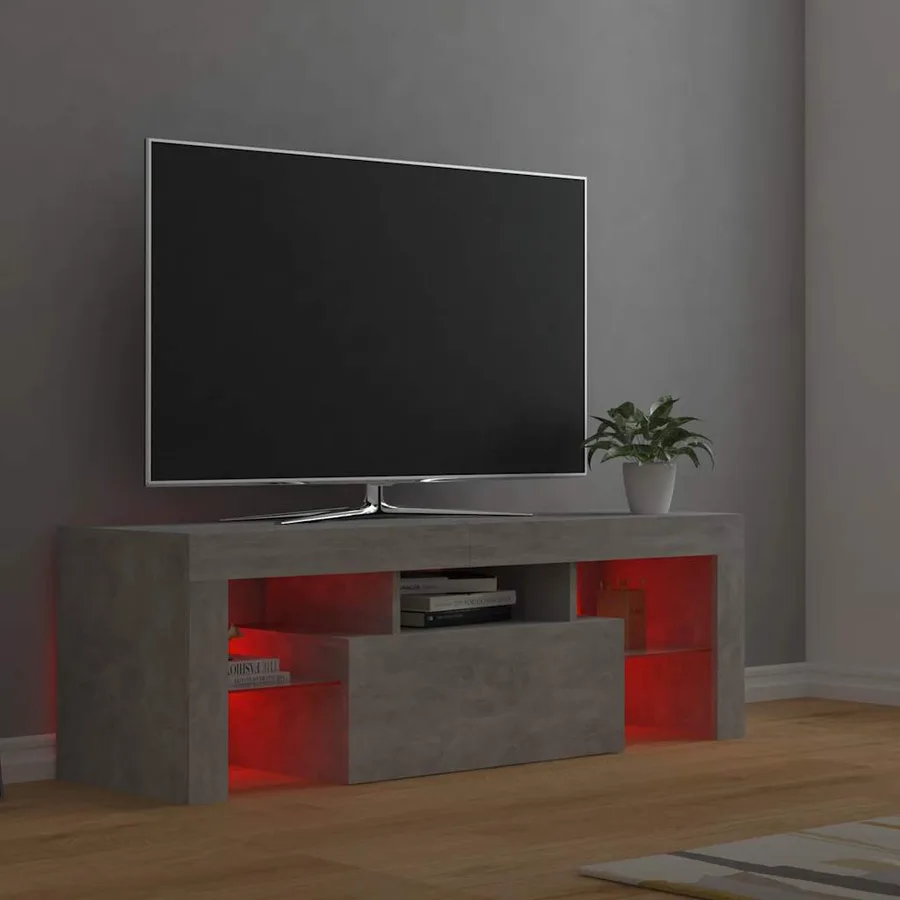 Meuble TV avec lumières LED gris béton 120x35x40 cm - 5