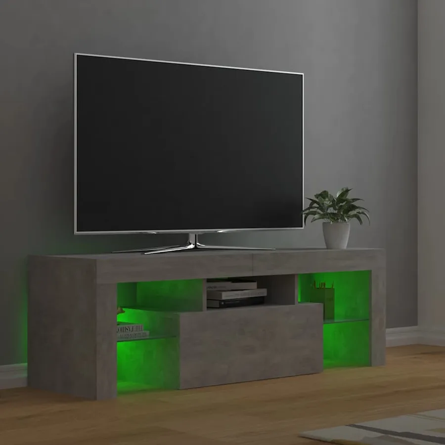 Meuble TV avec lumières LED gris béton 120x35x40 cm - 6