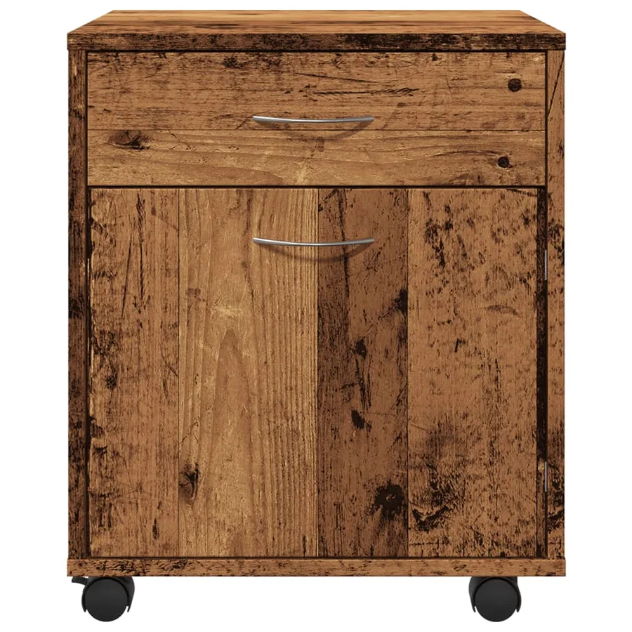 Armoire à roulettes vieux bois 45x38x54 cm bois d'ingénierie - 5