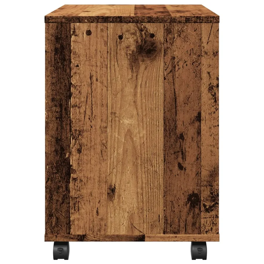 Armoire à roulettes vieux bois 45x38x54 cm bois d'ingénierie - 6