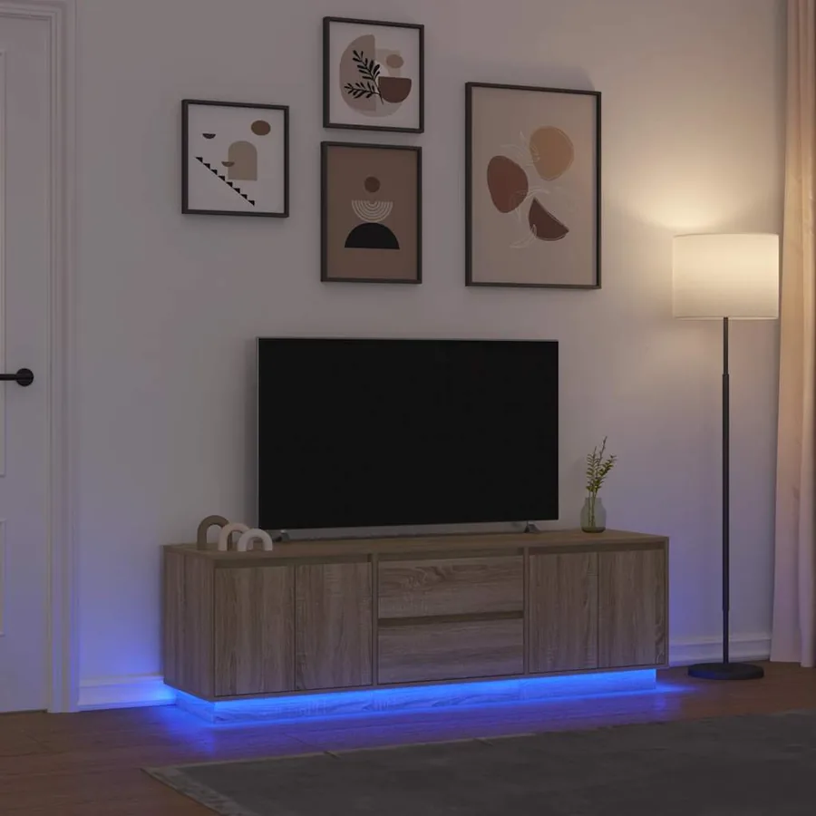 Meuble TV avec lumières LED chêne sonoma 160,5x41x50 cm