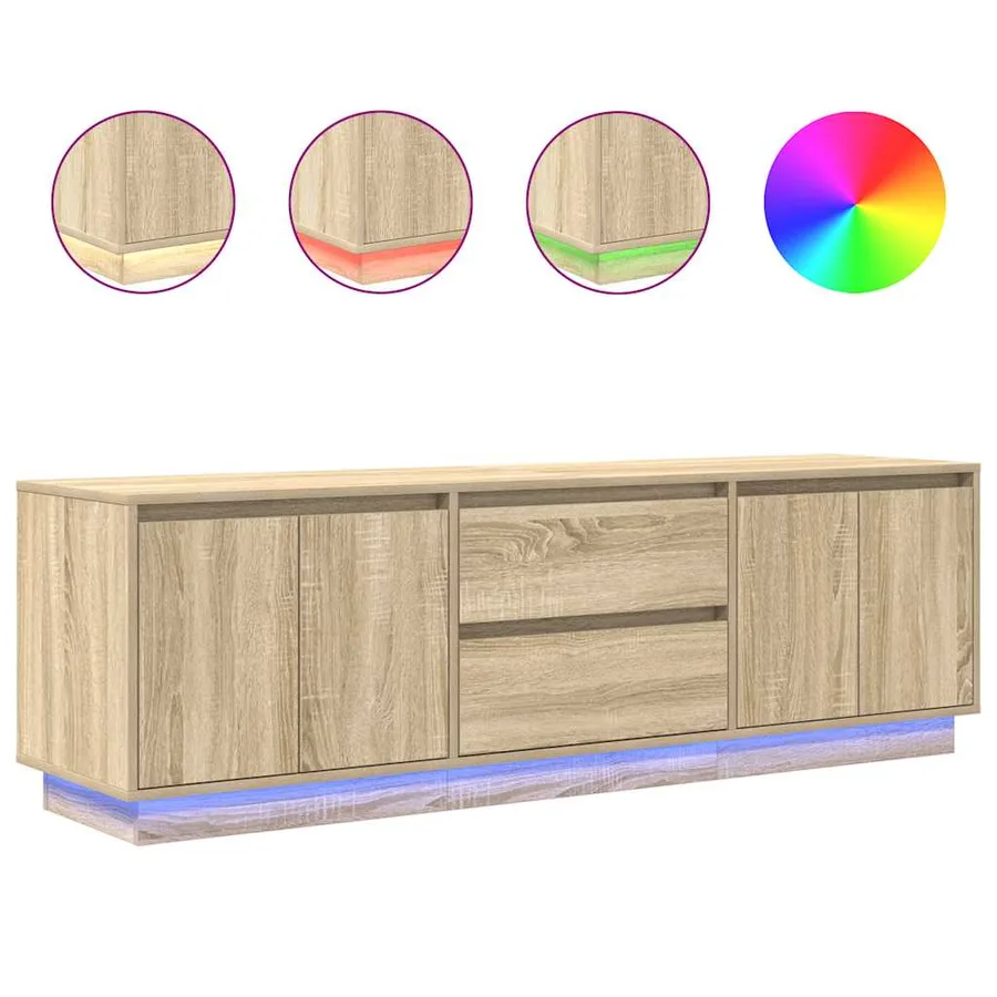 Meuble TV avec lumières LED chêne sonoma 160,5x41x50 cm - 2
