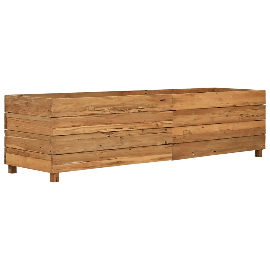 Lit surélevé 150x40x38 cm bois de teck recyclé et acier - 10