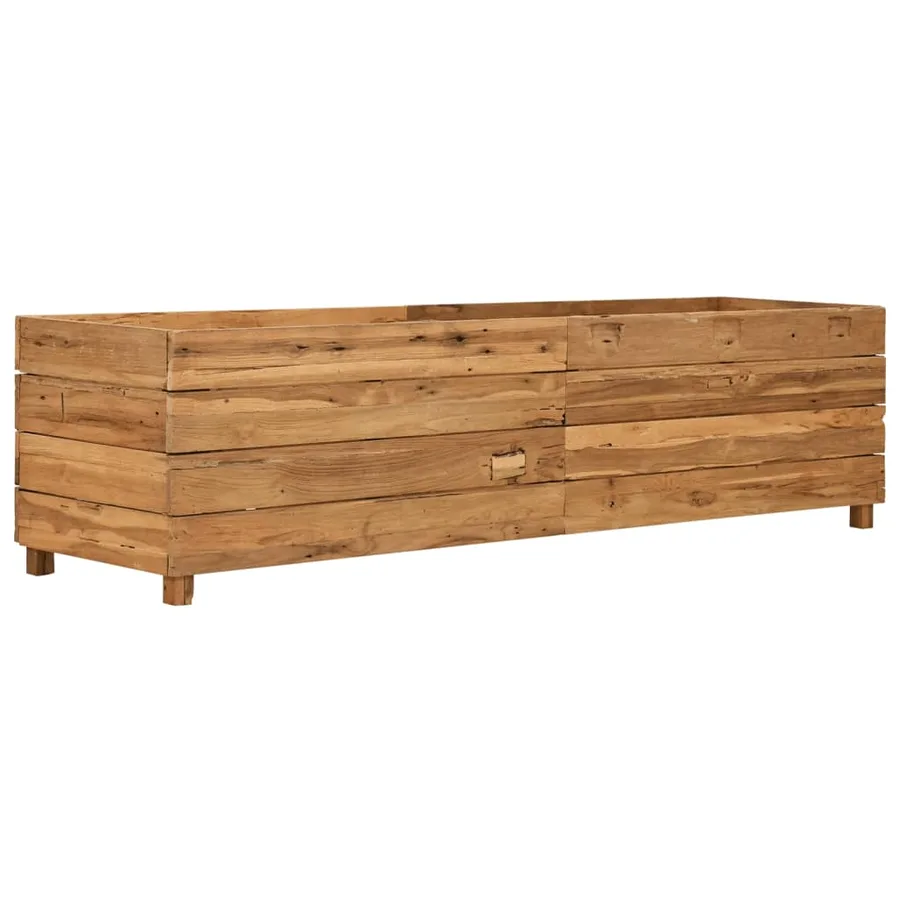 Lit surélevé 150x40x38 cm bois de teck recyclé et acier - 11