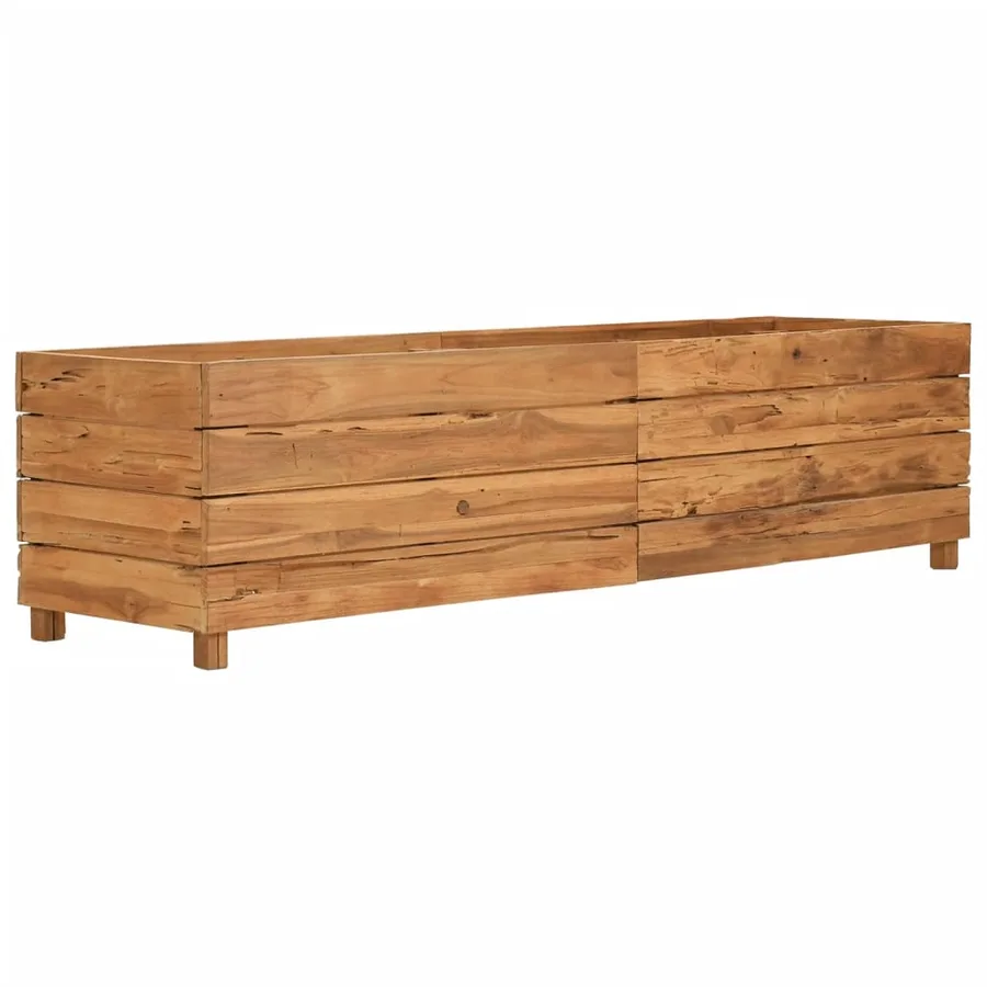 Lit surélevé 150x40x38 cm bois de teck recyclé et acier - 12