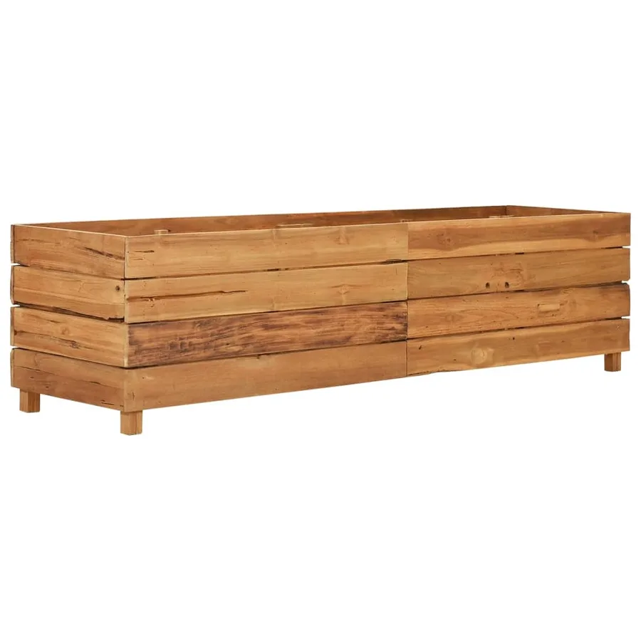 Lit surélevé 150x40x38 cm bois de teck recyclé et acier - 2
