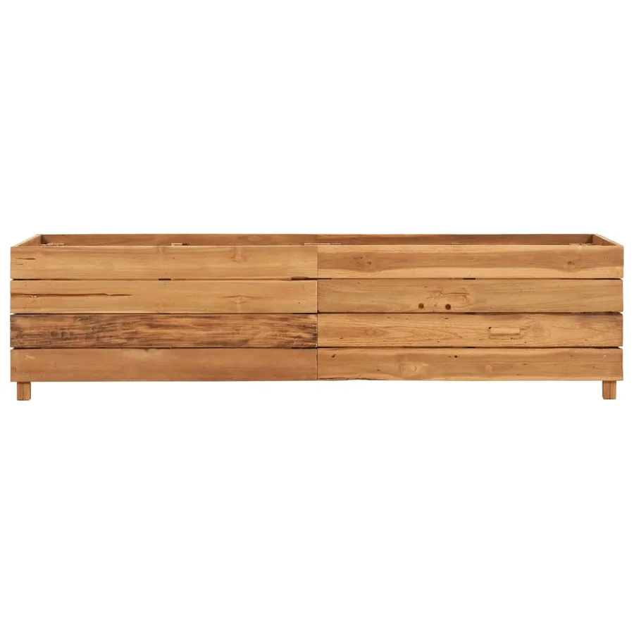 Lit surélevé 150x40x38 cm bois de teck recyclé et acier - 3