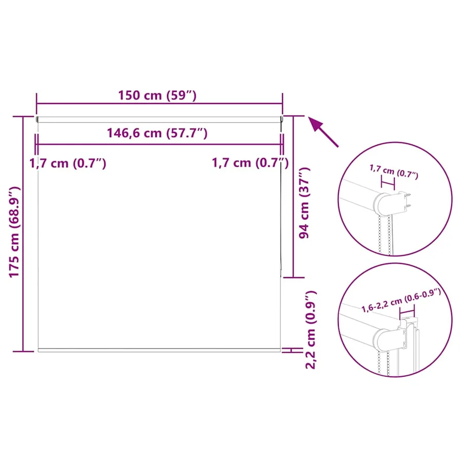 Store enrouleur occultant largeur du tissu 146,6 cm polyester - 18