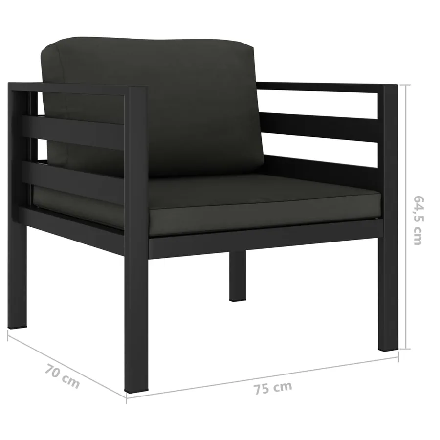Salon de jardin 6 pcs avec coussins Aluminium Anthracite - 7
