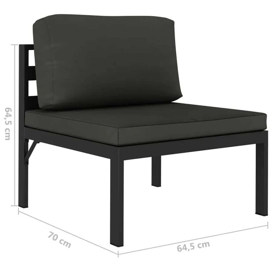 Salon de jardin 6 pcs avec coussins Aluminium Anthracite - 9