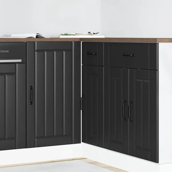 Meuble bas de cuisine « Lucca » en bois d'ingénierie noir