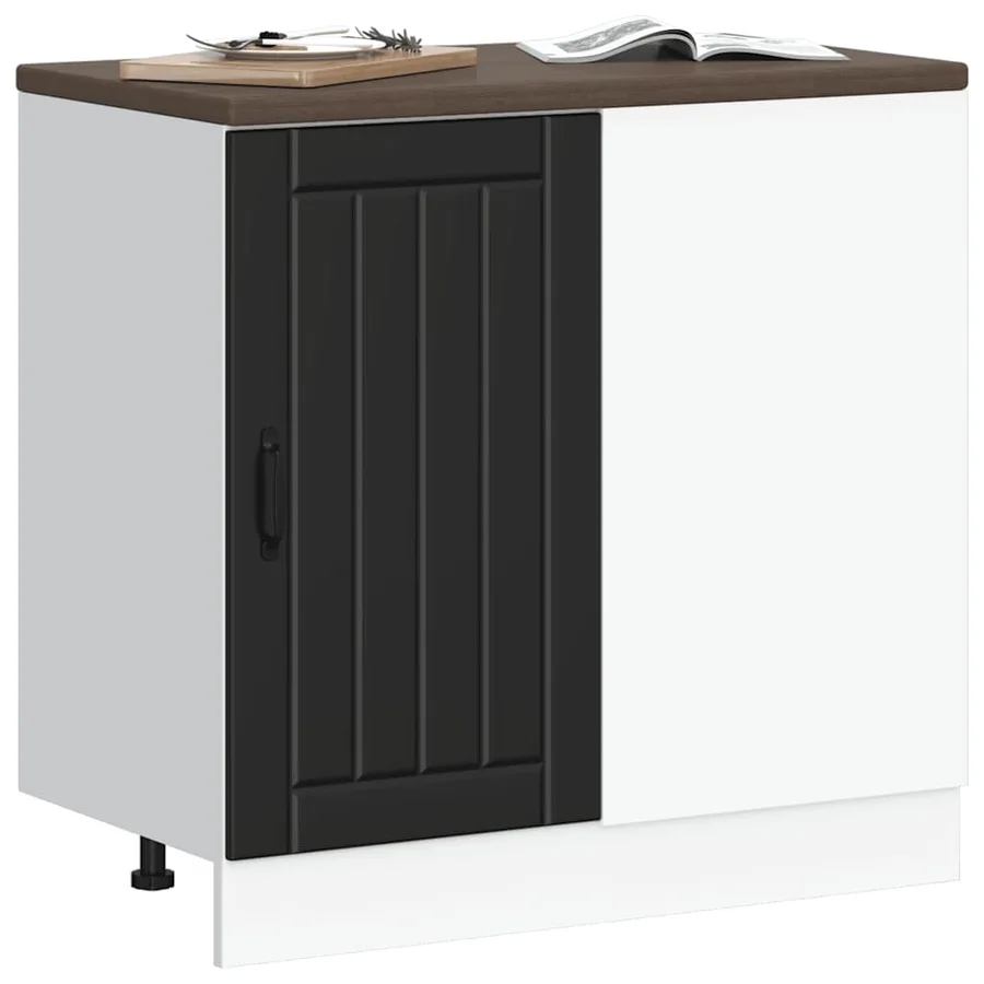 Meuble bas de cuisine « Lucca » en bois d'ingénierie noir - 3