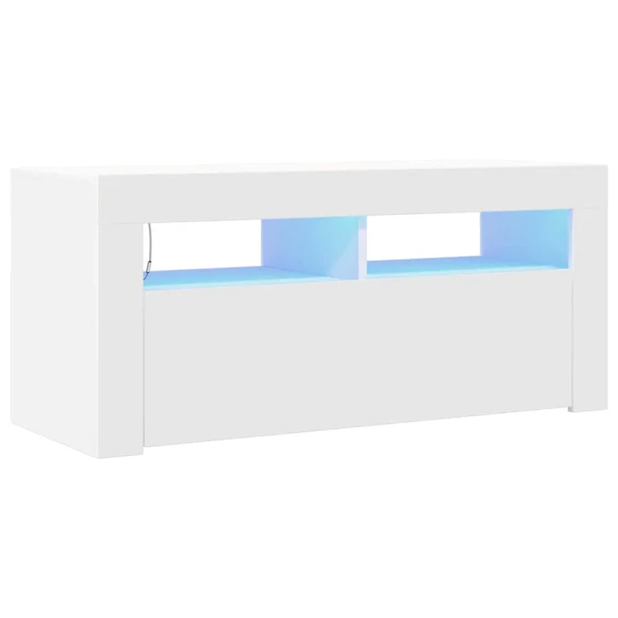 Meuble TV avec lumières LED blanc 90x35x40 cm - 2