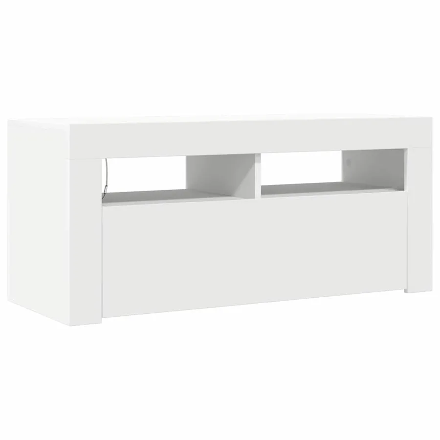Meuble TV avec lumières LED blanc 90x35x40 cm - 8