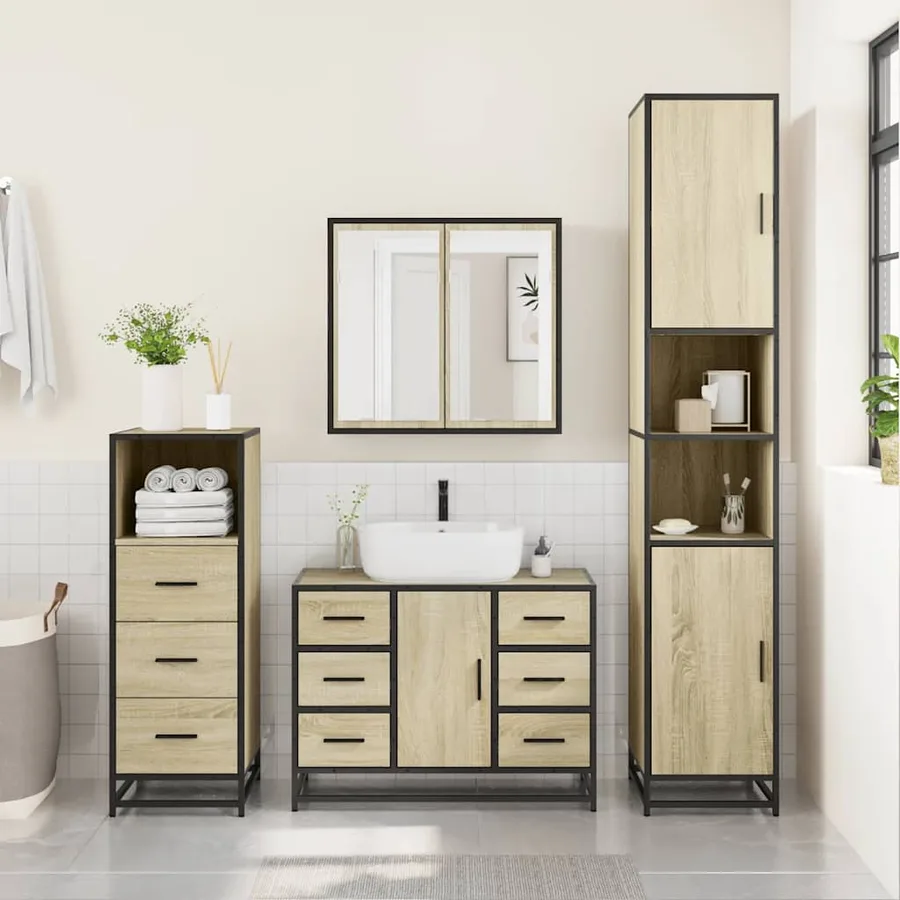 Ensemble de meubles de salle de bain 3 pcs chêne sonoma - 3