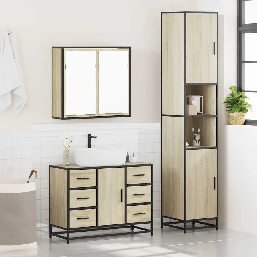 Ensemble de meubles de salle de bain 3 pcs chêne sonoma - 4