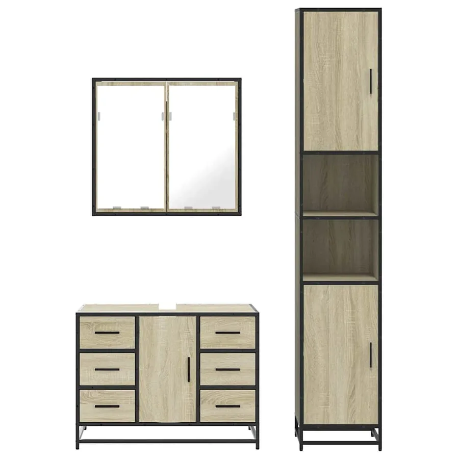 Ensemble de meubles de salle de bain 3 pcs chêne sonoma - 5