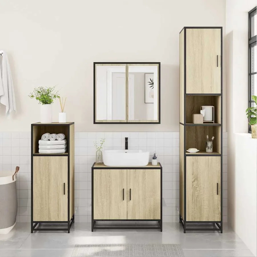Ensemble de meubles de salle de bain 4 pcs chêne sonoma - 4