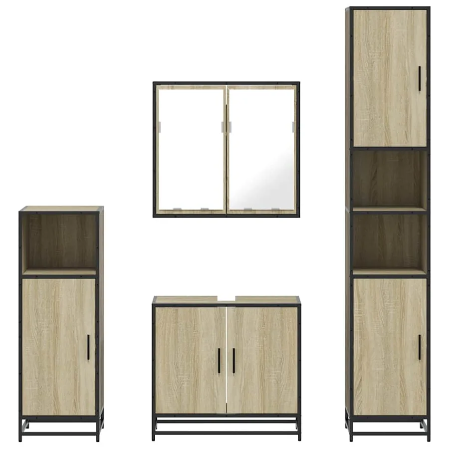 Ensemble de meubles de salle de bain 4 pcs chêne sonoma - 5