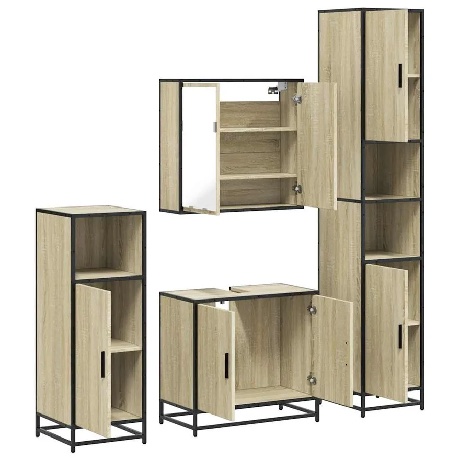 Ensemble de meubles de salle de bain 4 pcs chêne sonoma - 6