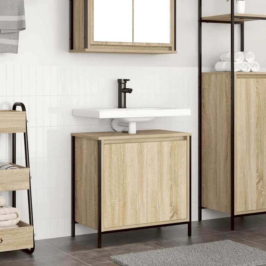 Meuble de salle de bain lavabo chêne sonoma 60x34,5x60 cm