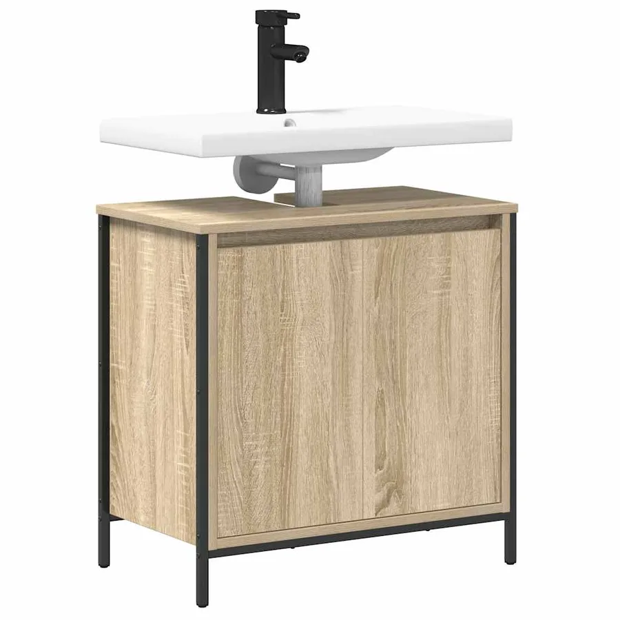 Meuble de salle de bain lavabo chêne sonoma 60x34,5x60 cm - 4