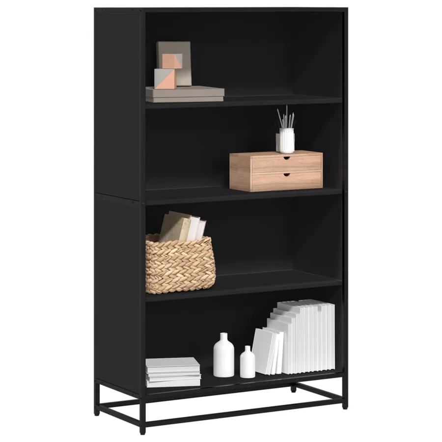 Bibliothèque noir 80,5x35x139 cm bois d'ingénierie