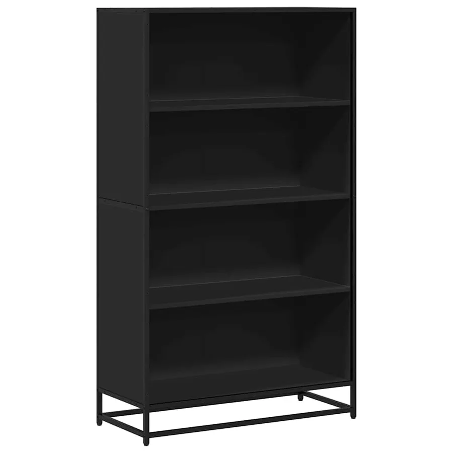 Bibliothèque noir 80,5x35x139 cm bois d'ingénierie - 2