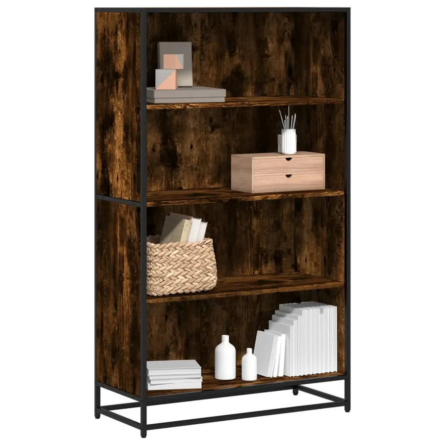 Bibliothèque chêne fumé 80,5x35x139 cm bois d'ingénierie
