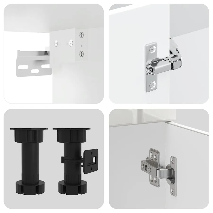 Ensemble de 4 meubles de cuisine "Lucca" en bois d'ingénierie blanc brillant - 6