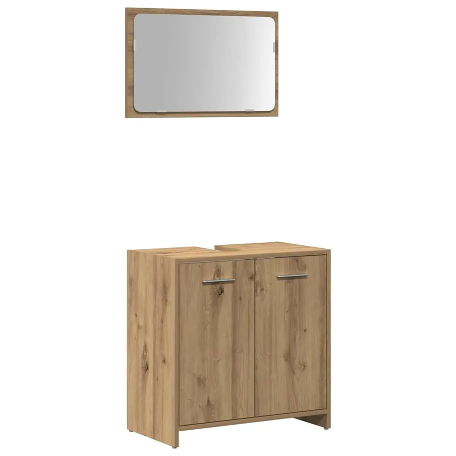 Armoire de salle de bain avec miroir chêne artisanal - 2
