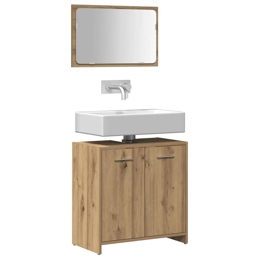 Armoire de salle de bain avec miroir chêne artisanal - 3