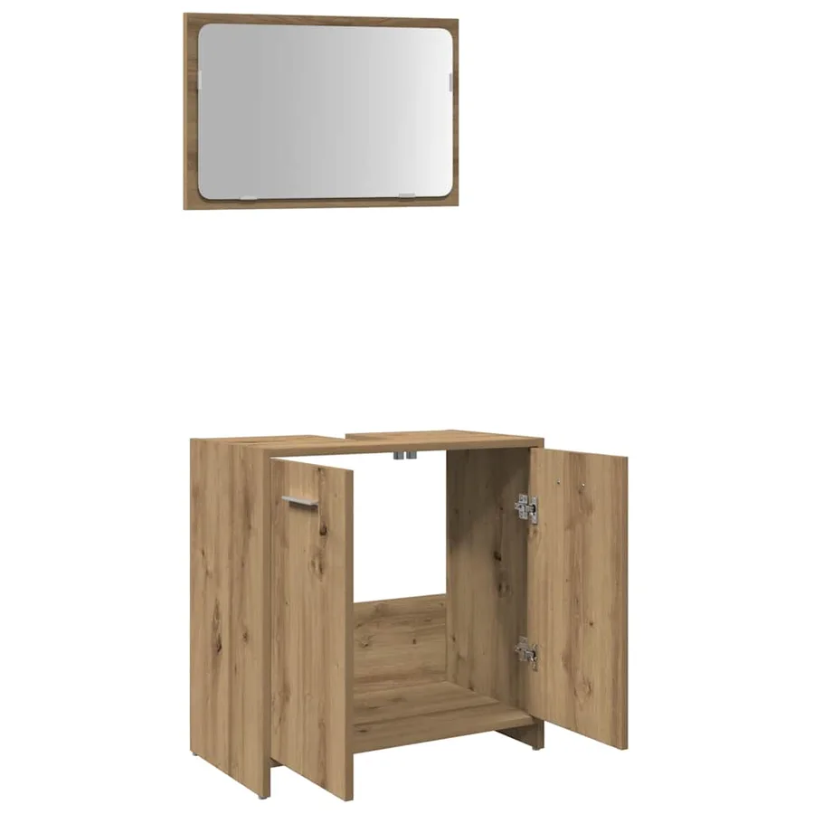 Armoire de salle de bain avec miroir chêne artisanal - 5