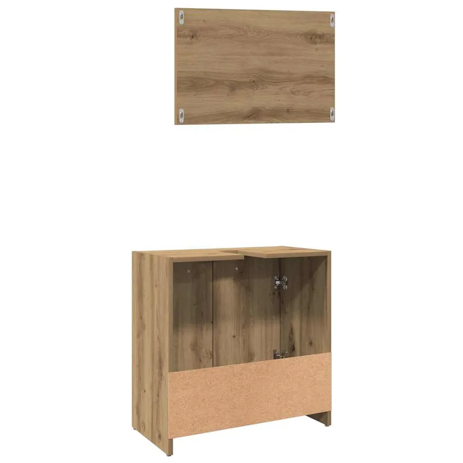 Armoire de salle de bain avec miroir chêne artisanal - 7