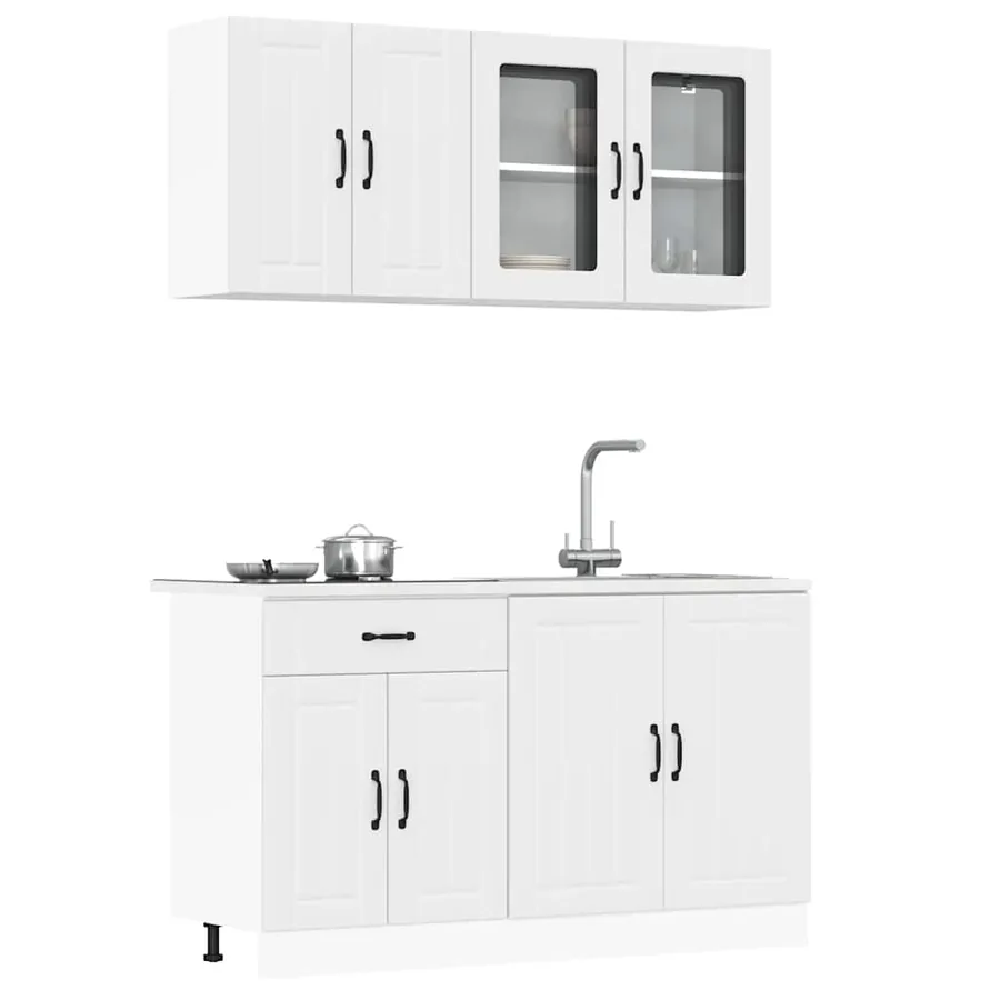 Ensemble de 4 meubles de cuisine "Lucca" en bois d'ingénierie blanc