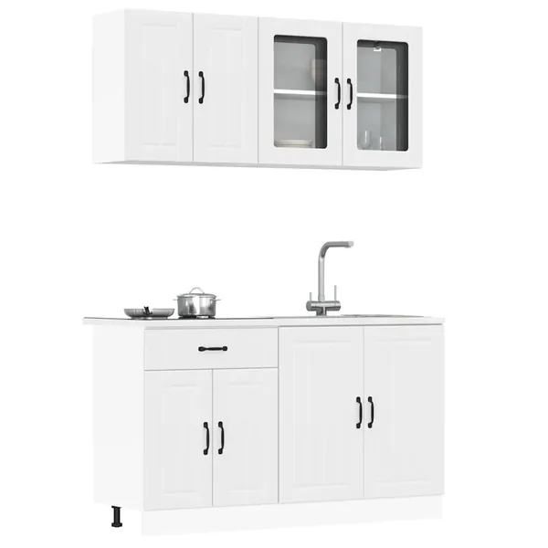 Ensemble de 4 meubles de cuisine "Lucca" en bois d'ingénierie blanc