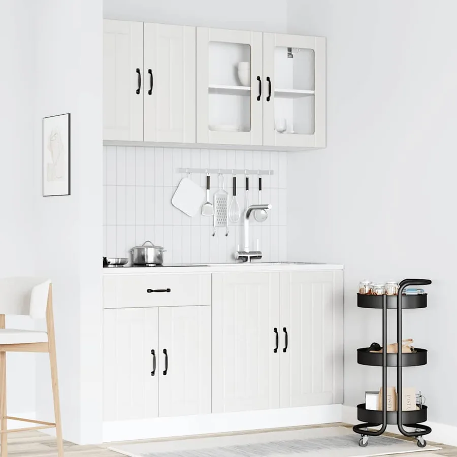 Ensemble de 4 meubles de cuisine "Lucca" en bois d'ingénierie blanc - 3