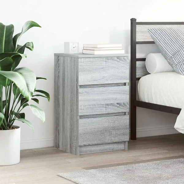 Tables de chevet avec 3 tiroirs 2 pcs sonoma gris 39x35x65 cm