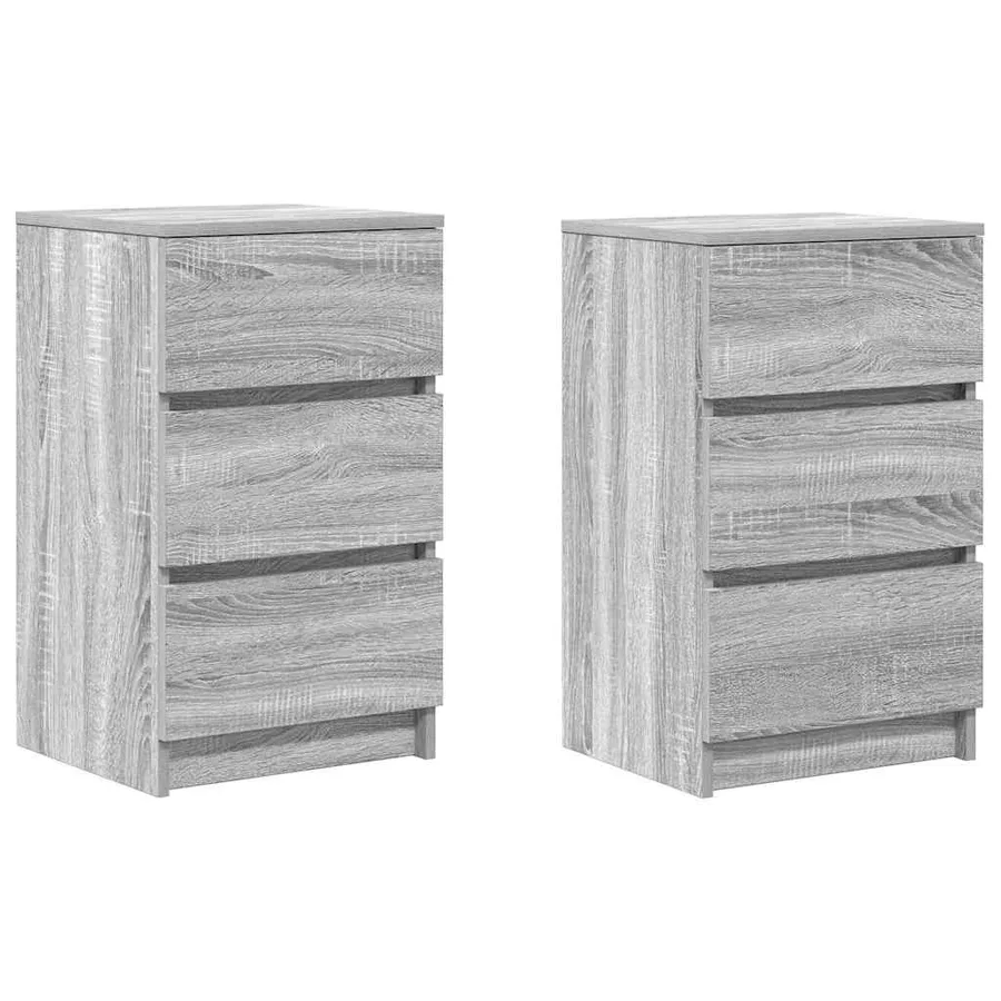 Tables de chevet avec 3 tiroirs 2 pcs sonoma gris 39x35x65 cm - 2