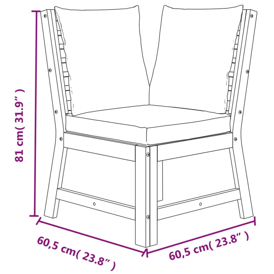 Ensemble à manger de jardin avec coussins 11 pcs bois d'acacia - 12