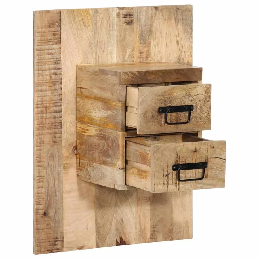 Table de chevet 60x32x80 cm bois massif de manguier brut - 12