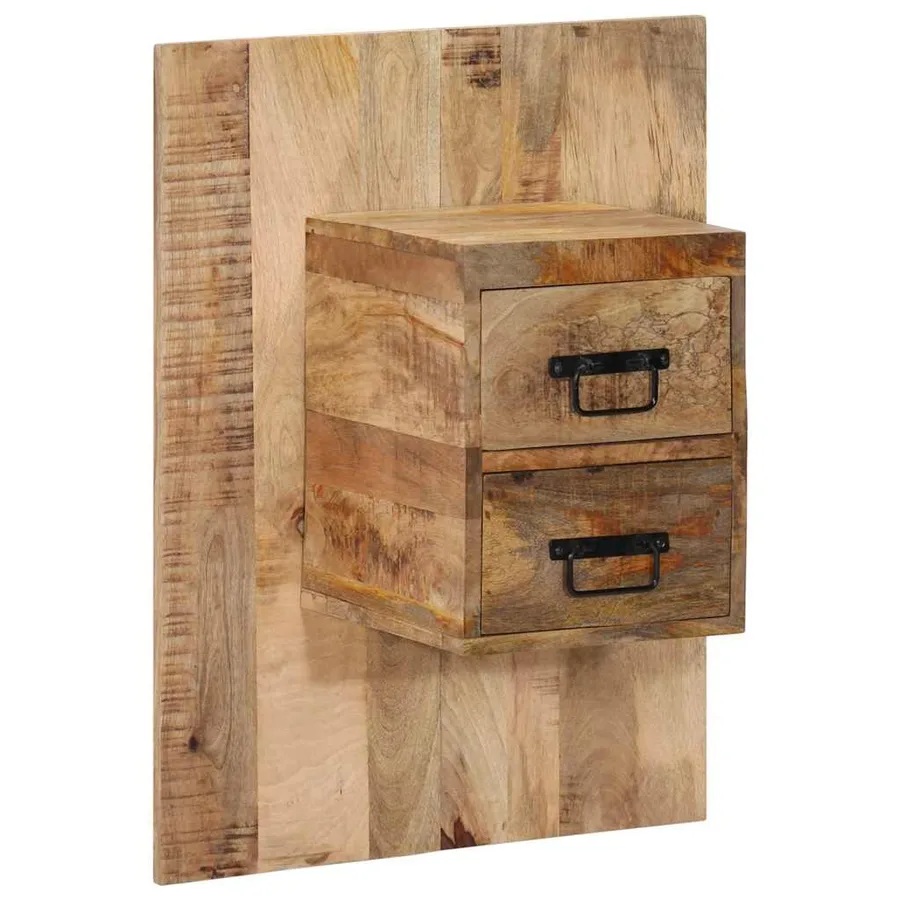 Table de chevet 60x32x80 cm bois massif de manguier brut - 13