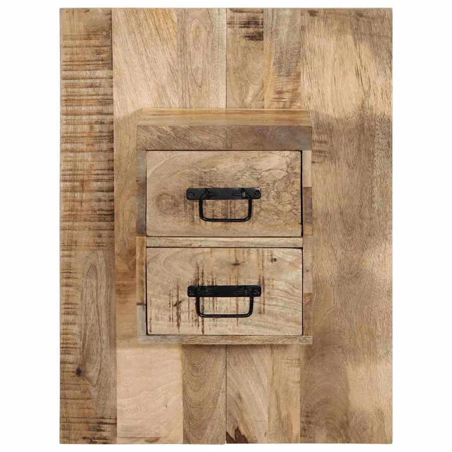 Table de chevet 60x32x80 cm bois massif de manguier brut - 2
