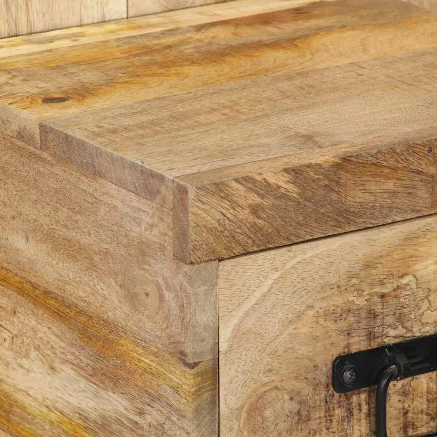 Table de chevet 60x32x80 cm bois massif de manguier brut - 6