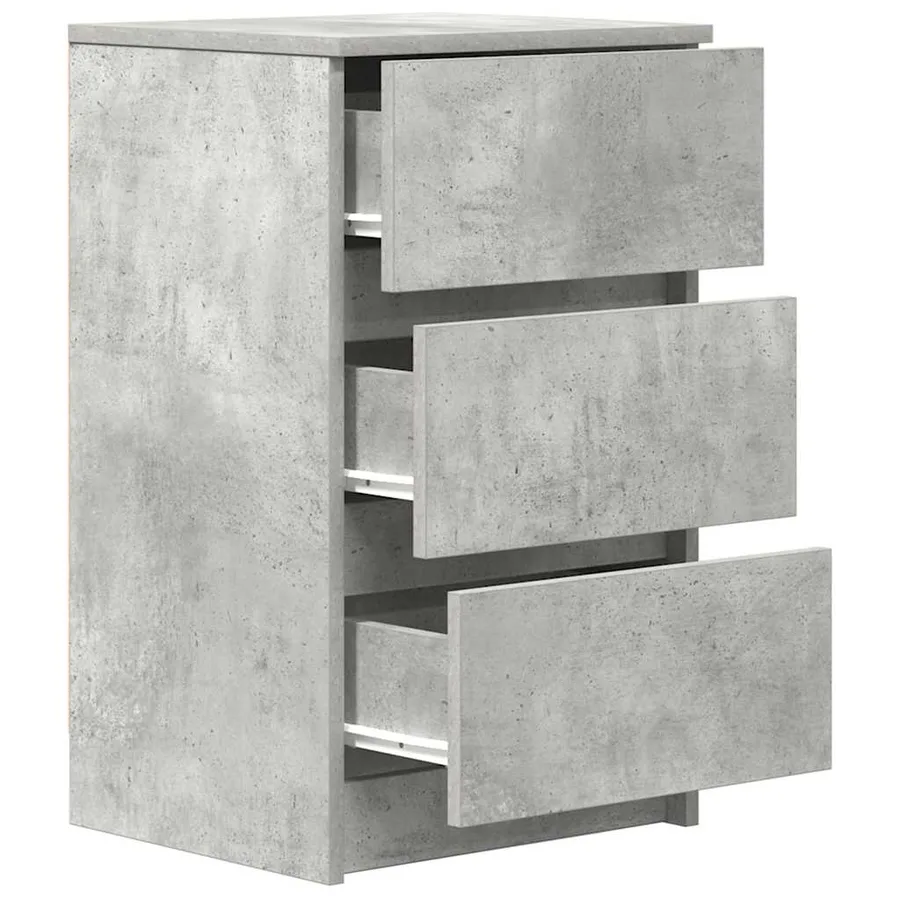 Table de chevet avec 3 tiroirs gris béton 39x35x65 cm - 5
