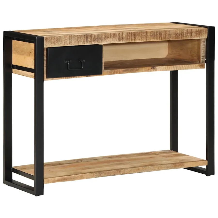 Table console 100x35x75 cm bois de manguier massif brut - 12
