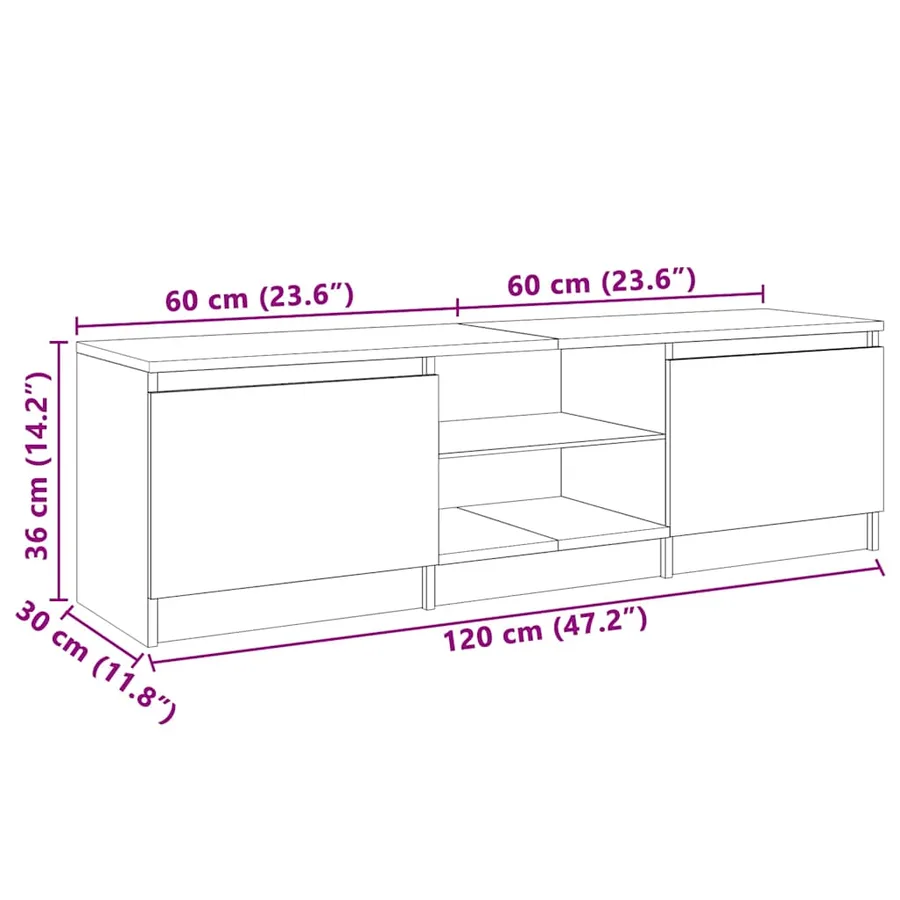 Meuble TV avec lumières LED Blanc 120x30x36 cm - 11