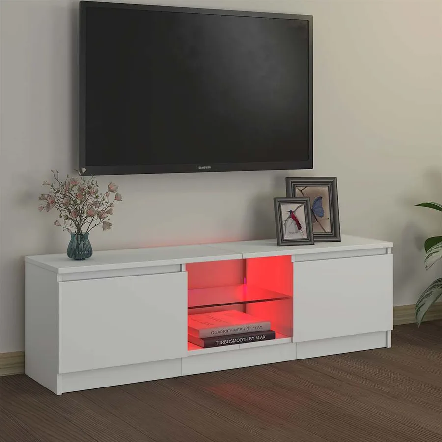 Meuble TV avec lumières LED Blanc 120x30x36 cm - 3