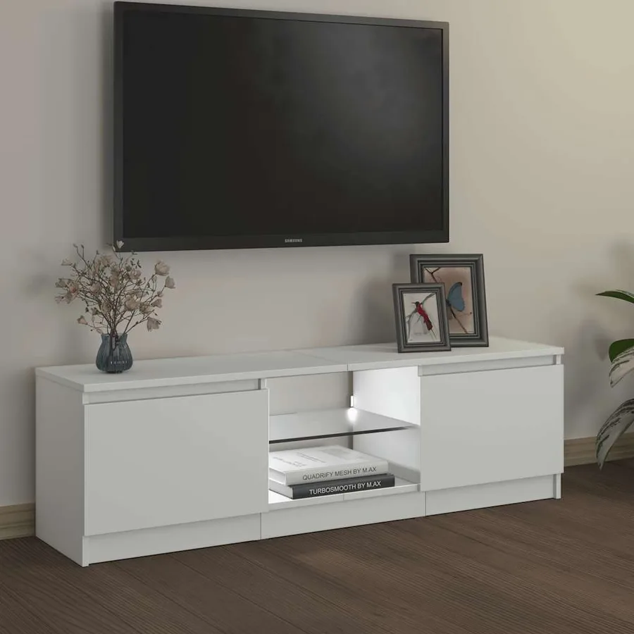 Meuble TV avec lumières LED Blanc 120x30x36 cm - 5